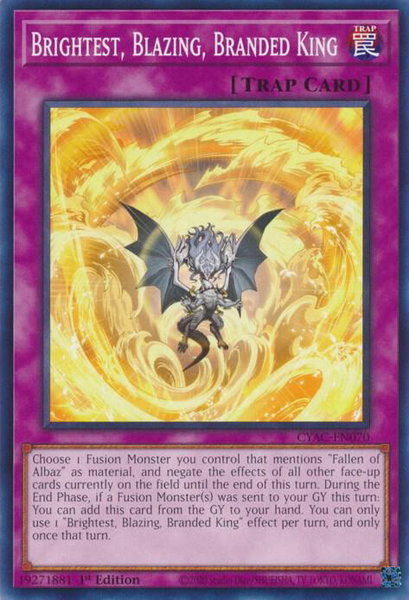 Brightest, Blazing, Branded King trading card from Cyberstorm Access Brightest, Blazing, Branded King - Cyberstorm Access YuGiOh trading card