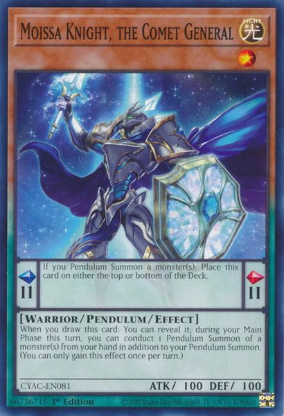 Moissa Knight, the Comet General trading card from Cyberstorm Access Moissa Knight, the Comet General - Cyberstorm Access YuGiOh trading card