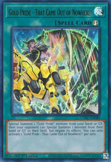 Gold Pride - That Came Out of Nowhere! - Cyberstorm Access YuGiOh trading card