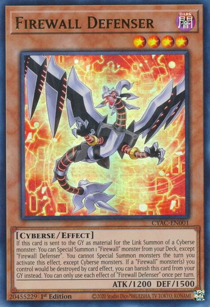 Firewall Defenser trading card from Cyberstorm Access Firewall Defenser - Cyberstorm Access YuGiOh trading card