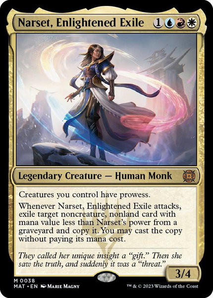 Narset, Enlightened Exile trading card from March of the Machine: The Aftermath Narset, Enlightened Exile - March of the Machine: The Aftermath Magic: The Gathering trading card