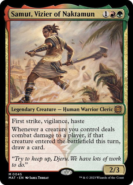 Samut, Vizier of Naktamun trading card from March of the Machine: The Aftermath Samut, Vizier of Naktamun - March of the Machine: The Aftermath Magic: The Gathering trading card