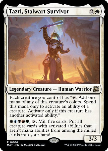 Tazri, Stalwart Survivor trading card from March of the Machine: The Aftermath Tazri, Stalwart Survivor - March of the Machine: The Aftermath Magic: The Gathering trading card