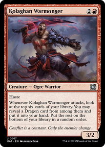 Kolaghan Warmonger - March of the Machine: The Aftermath (MAT) #17 - Uncommon Magic: The Gathering Trading Card