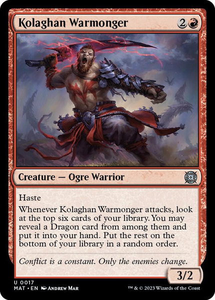 Kolaghan Warmonger - March of the Machine: The Aftermath Magic: The Gathering trading card