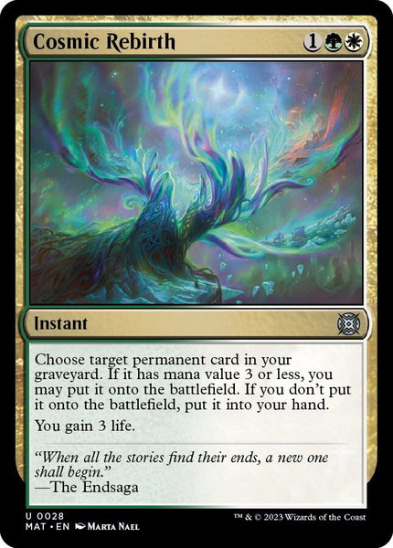 Cosmic Rebirth trading card from March of the Machine: The Aftermath Cosmic Rebirth - March of the Machine: The Aftermath Magic: The Gathering trading card
