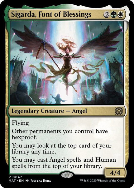 Sigarda, Font of Blessings trading card from March of the Machine: The Aftermath Sigarda, Font of Blessings - March of the Machine: The Aftermath Magic: The Gathering trading card