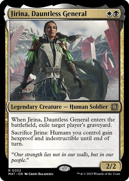 Jirina, Dauntless General trading card from March of the Machine: The Aftermath Jirina, Dauntless General - March of the Machine: The Aftermath Magic: The Gathering trading card