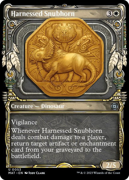 Harnessed Snubhorn (Showcase) - March of the Machine: The Aftermath Magic: The Gathering trading card