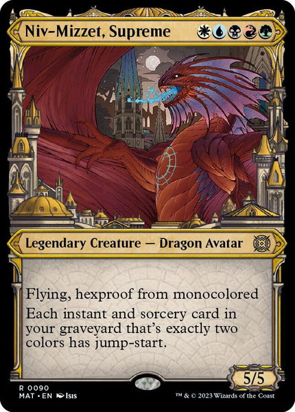 Niv-Mizzet, Supreme (Showcase) trading card from March of the Machine: The Aftermath Niv-Mizzet, Supreme (Showcase) - March of the Machine: The Aftermath Magic: The Gathering trading card
