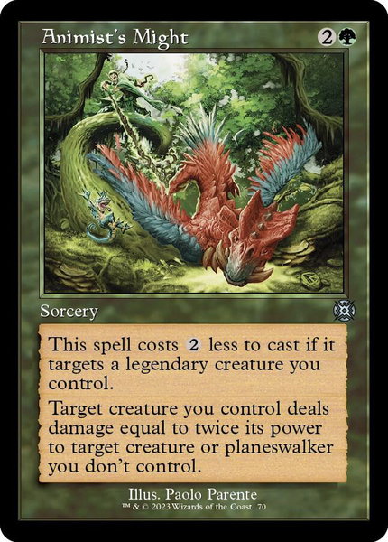 Animist's Might (Retro Frame) trading card from March of the Machine: The Aftermath Animist's Might (Retro Frame) - March of the Machine: The Aftermath Magic: The Gathering trading card