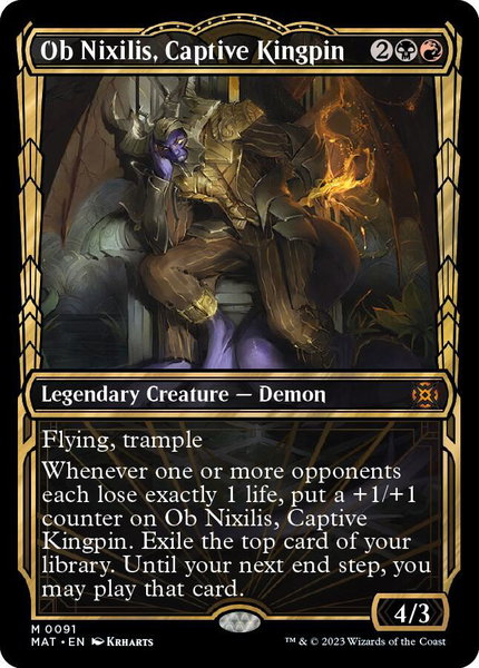 Ob Nixilis, Captive Kingpin (Showcase) trading card from March of the Machine: The Aftermath Ob Nixilis, Captive Kingpin (Showcase) - March of the Machine: The Aftermath Magic: The Gathering trading card