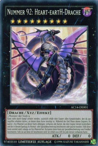Number 92: Heart-eartH Dragon (German) - "Nummer 92: Heart-eartH-Drache" trading card from Advent Calendar 2014 (Adventskalender ZEXAL-Edition) Number 92: Heart-eartH Dragon (German) - "Nummer 92: Heart-eartH-Drache" - Advent Calendar 2014 (Adventskalender ZEXAL-Edition) YuGiOh trading card