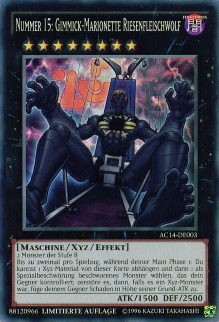 Number 15: Gimmick Puppet Giant Grinder (German) - "Nummer 15: Gimmick-Marionette Riesenfleischwolf" - Advent Calendar 2014 (Adventskalender ZEXAL-Edition) YuGiOh trading card