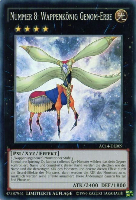 Number 8: Heraldic King Genom-Heritage (German) - "Nummer 8: Wappenkönig Genom-Erbe" - Advent Calendar 2014 (Adventskalender ZEXAL-Edition) YuGiOh trading card