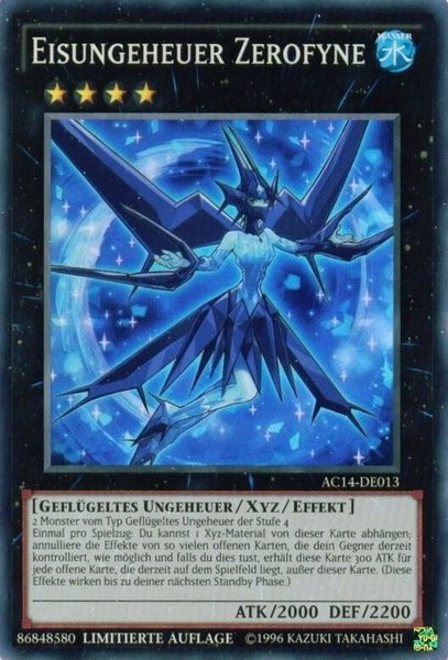 Ice Beast Zerofyne (German) - "Eisungeheuer Zerofyne" - Advent Calendar 2014 (Adventskalender ZEXAL-Edition) YuGiOh trading card
