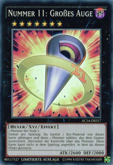 Number 11: Big Eye (German) - "Nummer 11: Großes Auge" - Advent Calendar 2014 (Adventskalender ZEXAL-Edition) YuGiOh trading card