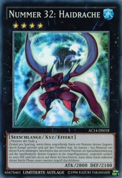 Number 32: Shark Drake (German) - "Nummer 32: Haidrache" trading card from Advent Calendar 2014 (Adventskalender ZEXAL-Edition) Number 32: Shark Drake (German) - "Nummer 32: Haidrache" - Advent Calendar 2014 (Adventskalender ZEXAL-Edition) YuGiOh trading card