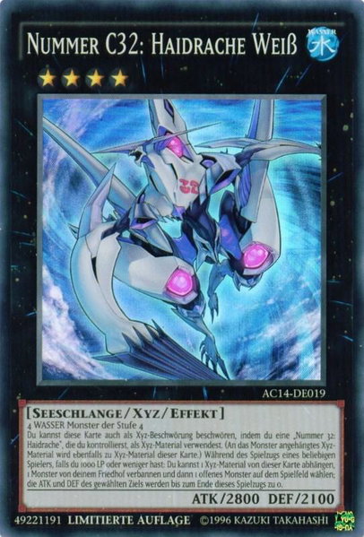 Number C32: Shark Drake Veiss (German) - "Nummer C32: Haidrache Weiß" trading card from Advent Calendar 2014 (Adventskalender ZEXAL-Edition) Number C32: Shark Drake Veiss (German) - "Nummer C32: Haidrache Weiß" - Advent Calendar 2014 (Adventskalender ZEXAL-Edition) YuGiOh trading card