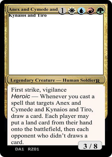 Anax and Cymede & Kynaios and Tiro trading card from Un-Known Event Playtest Cards Anax and Cymede & Kynaios and Tiro - Un-Known Event Playtest Cards Magic: The Gathering trading card