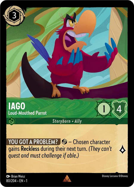 Iago - Loud-Mouthed Parrot - The First Chapter Disney Lorcana trading card