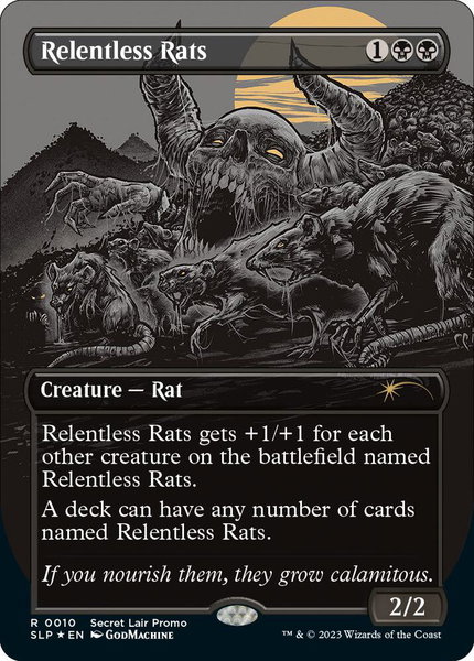 Relentless Rats (0010) trading card from Secret Lair Showdown Relentless Rats (0010) - Secret Lair Showdown Magic: The Gathering trading card