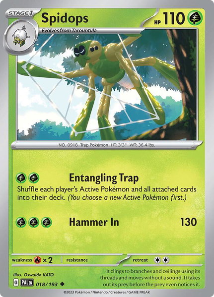 Spidops trading card from SV02: Paldea Evolved Spidops - SV02: Paldea Evolved Pokémon trading card