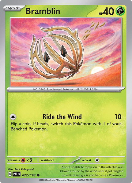 Bramblin - 022/193 trading card from SV02: Paldea Evolved Bramblin - 022/193 - SV02: Paldea Evolved Pokémon trading card