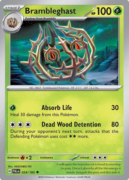 Brambleghast trading card from SV02: Paldea Evolved Brambleghast - SV02: Paldea Evolved Pokémon trading card