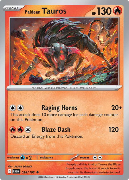 Paldean Tauros - 028/193 - SV02: Paldea Evolved Pokémon trading card