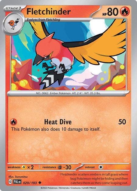 Fletchinder - 029/193 - SV02: Paldea Evolved Pokémon trading card