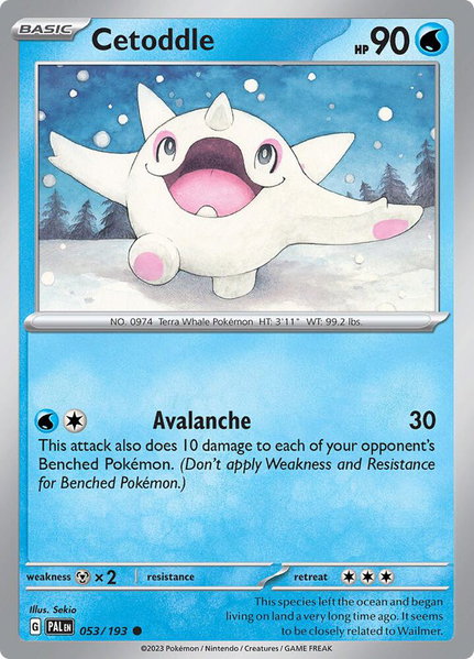 Cetoddle - 053/193 trading card from SV02: Paldea Evolved Cetoddle - 053/193 - SV02: Paldea Evolved Pokémon trading card