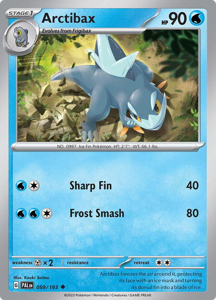 Arctibax - 059/193 trading card from SV02: Paldea Evolved Arctibax - 059/193 - SV02: Paldea Evolved Pokémon trading card
