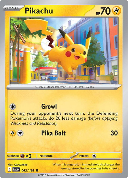 Pikachu trading card from SV02: Paldea Evolved Pikachu - SV02: Paldea Evolved Pokémon trading card