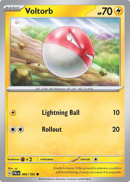 Voltorb trading card from SV02: Paldea Evolved Voltorb - SV02: Paldea Evolved Pokémon trading card