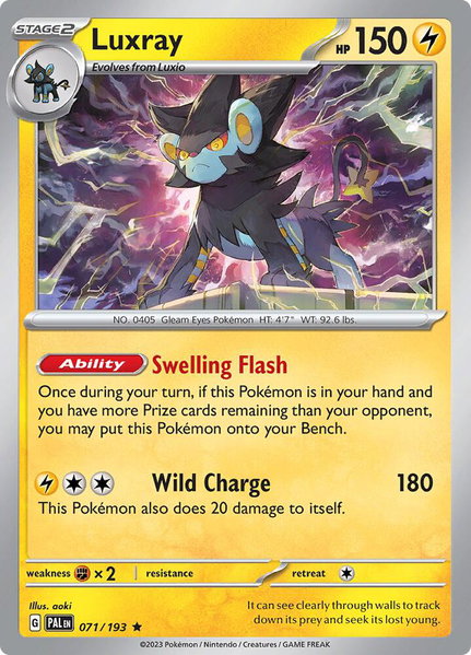 Luxray trading card from SV02: Paldea Evolved Luxray - SV02: Paldea Evolved Pokémon trading card