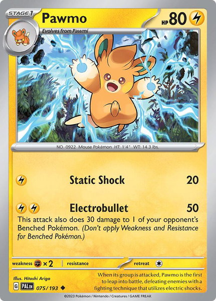 Pawmo trading card from SV02: Paldea Evolved Pawmo - SV02: Paldea Evolved Pokémon trading card