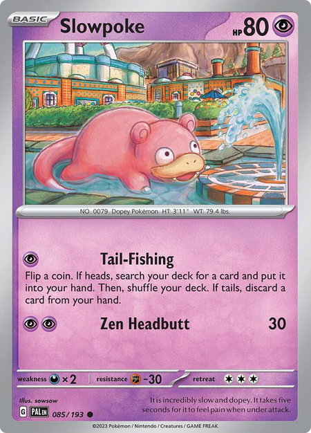 Slowpoke trading card from SV02: Paldea Evolved Slowpoke - SV02: Paldea Evolved Pokémon trading card