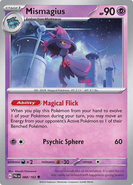 Mismagius - 088/193 - SV02: Paldea Evolved Pokémon trading card