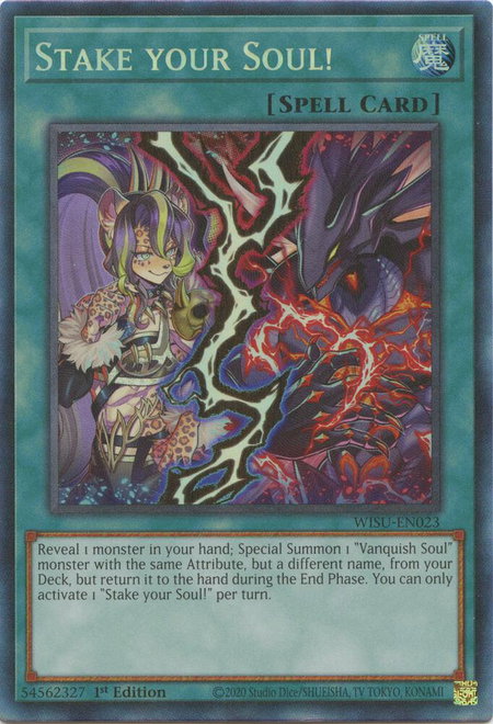 Stake your Soul! (CR) trading card from Wild Survivors Stake your Soul! (CR) - Wild Survivors YuGiOh trading card