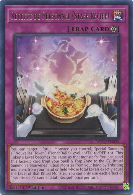 Recette de Personnel (Staff Recipe) trading card from Wild Survivors Recette de Personnel (Staff Recipe) - Wild Survivors YuGiOh trading card