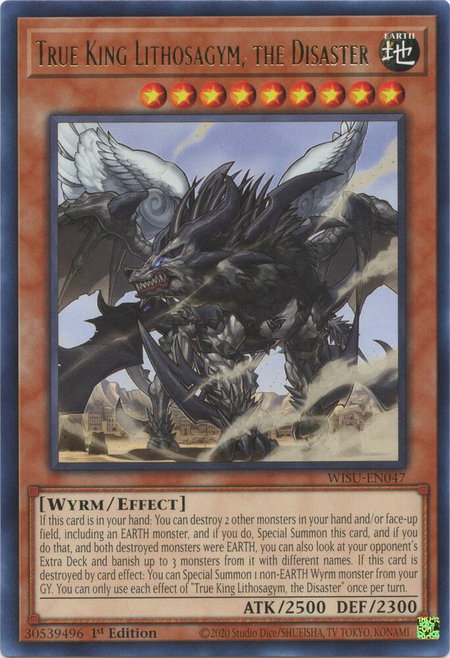 True King Lithosagym, the Disaster trading card from Wild Survivors True King Lithosagym, the Disaster - Wild Survivors YuGiOh trading card
