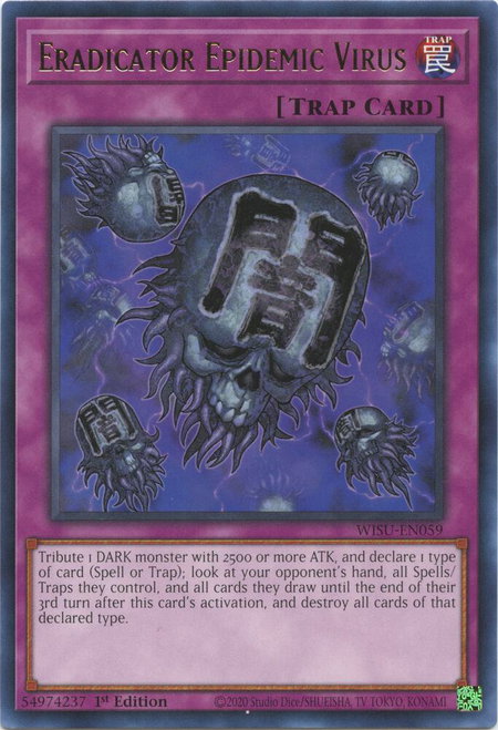 Eradicator Epidemic Virus trading card from Wild Survivors Eradicator Epidemic Virus - Wild Survivors YuGiOh trading card