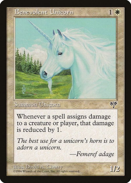 Benevolent Unicorn - Mirage Magic: The Gathering trading card