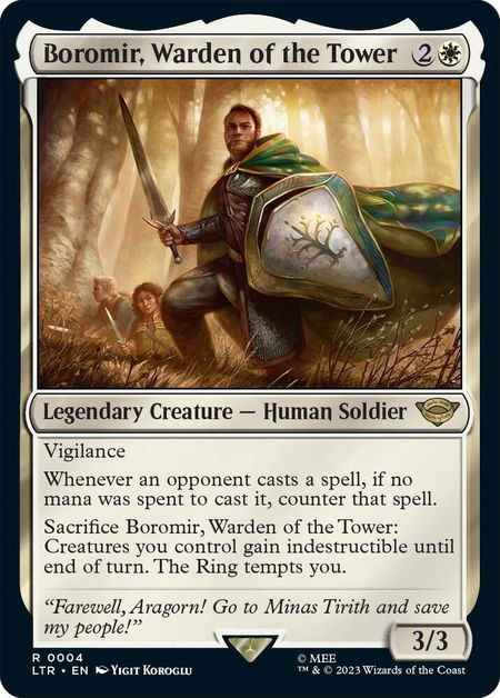 Boromir, Warden of the Tower - Universes Beyond: The Lord of the Rings: Tales of Middle-earth Magic: The Gathering trading card