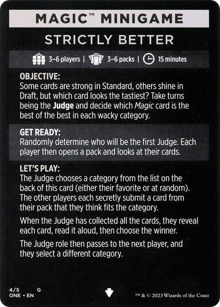 Magic Minigame: Strictly Better trading card from Phyrexia: All Will Be One Magic Minigame: Strictly Better - Phyrexia: All Will Be One Magic: The Gathering trading card