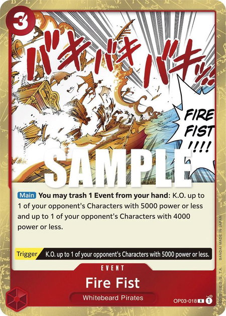Fire Fist trading card from Pillars of Strength Fire Fist - Pillars of Strength One Piece trading card