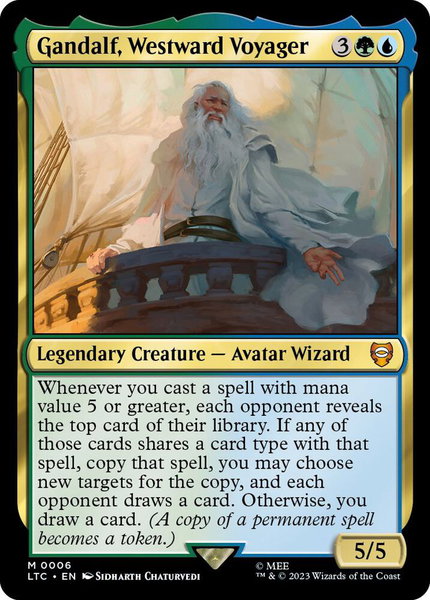 Gandalf, Westward Voyager - Commander: The Lord of the Rings: Tales of Middle-earth Magic: The Gathering trading card