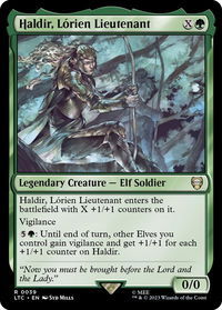 Haldir, Lorien Lieutenant - Commander: The Lord of the Rings: Tales of Middle-earth (LTC) #39 - Rare Magic: The Gathering Trading Card