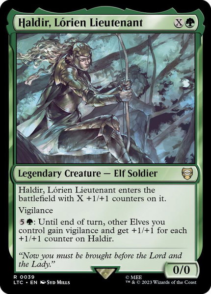Haldir, Lorien Lieutenant - Commander: The Lord of the Rings: Tales of Middle-earth Magic: The Gathering trading card